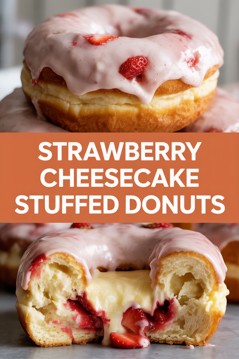 Strawberry Cheesecake Stuffed Donuts