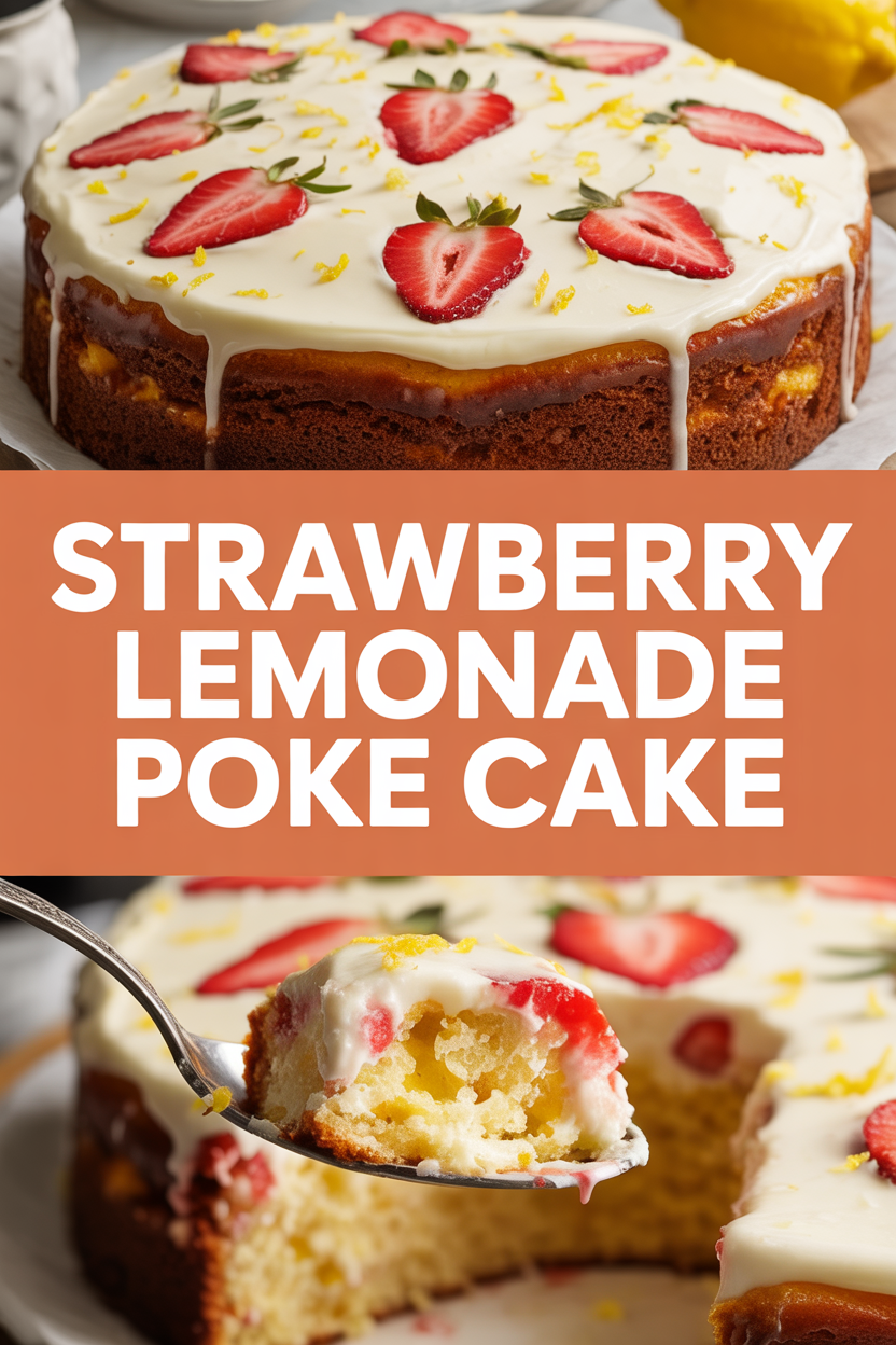 Strawberry Lemonade Poke Cake