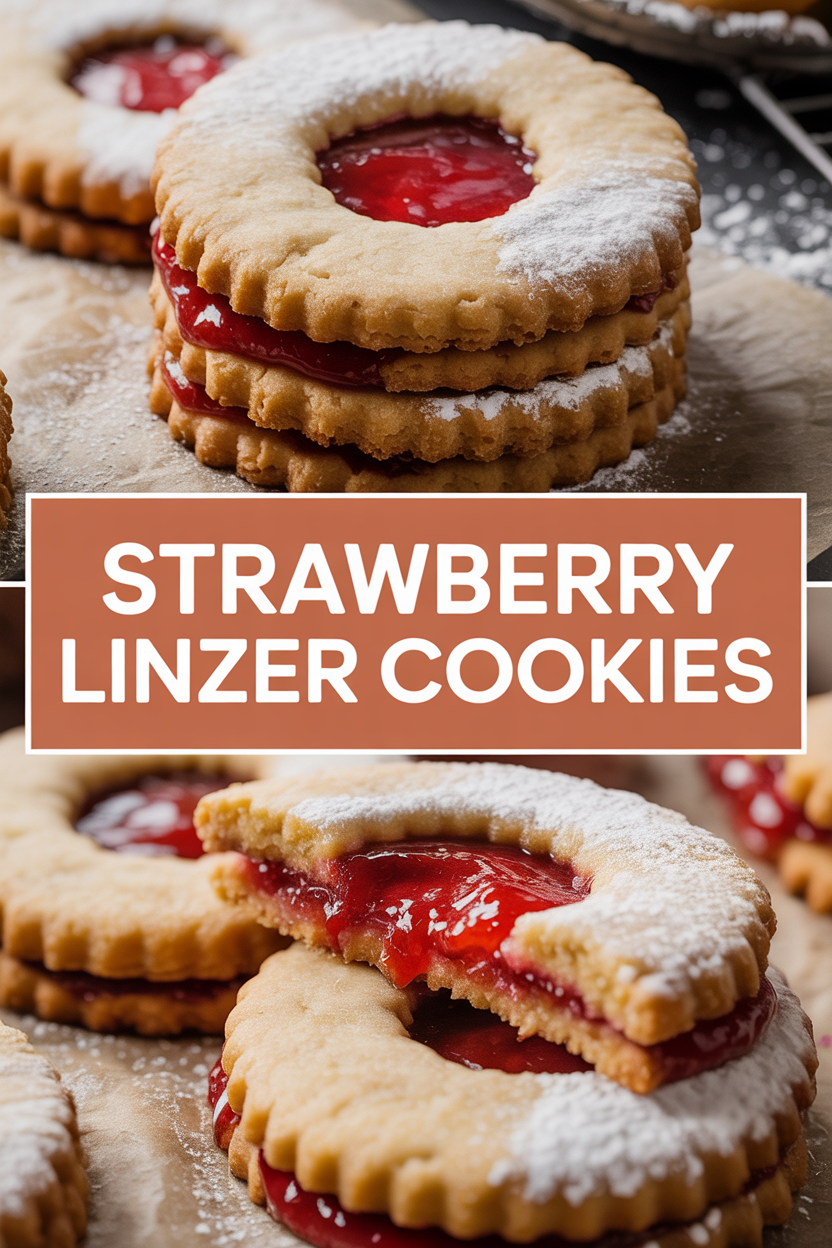 Strawberry Linzer Cookies