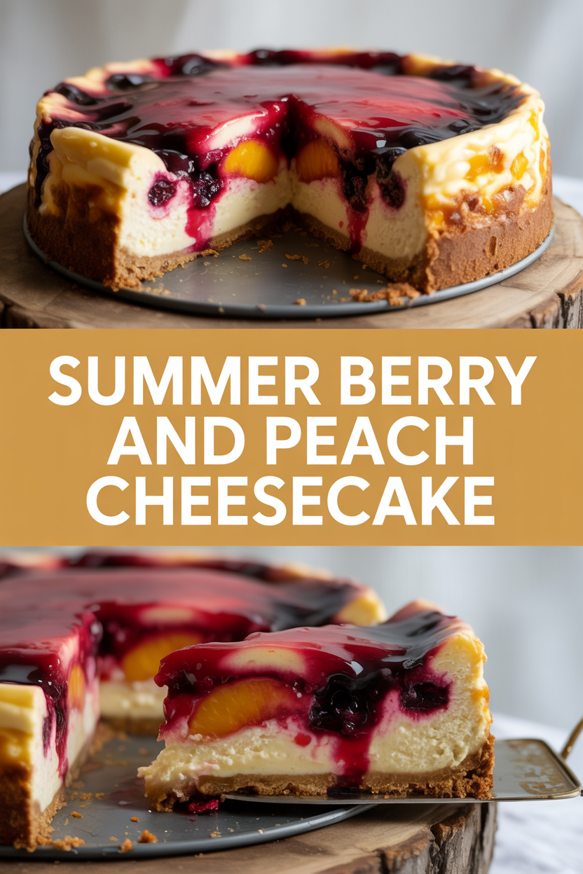 Summer Berry and Peach Cheesecake