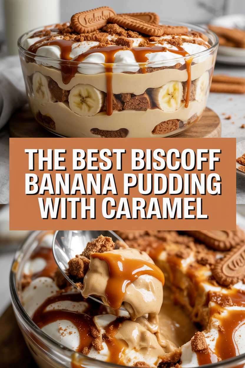The Best Biscoff Banana Pudding with Caramel