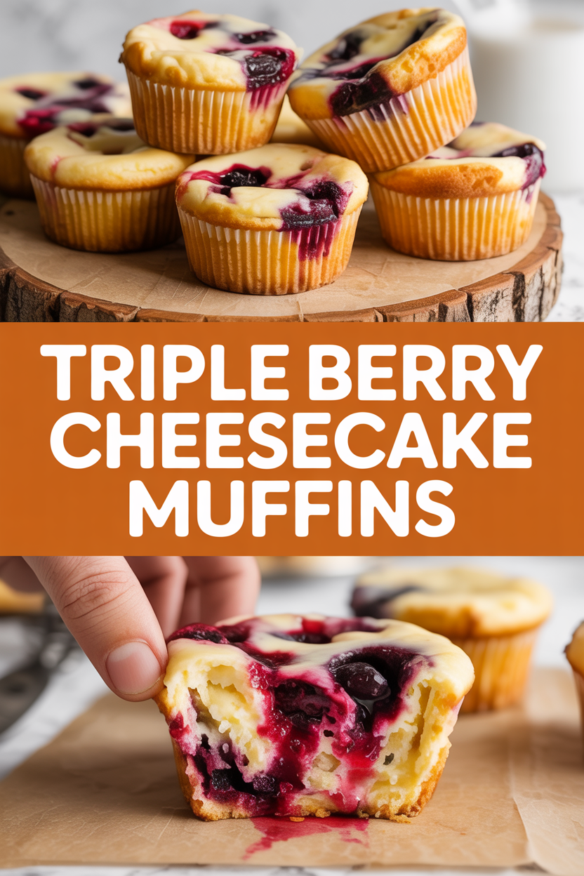 Triple Berry Cheesecake Muffins