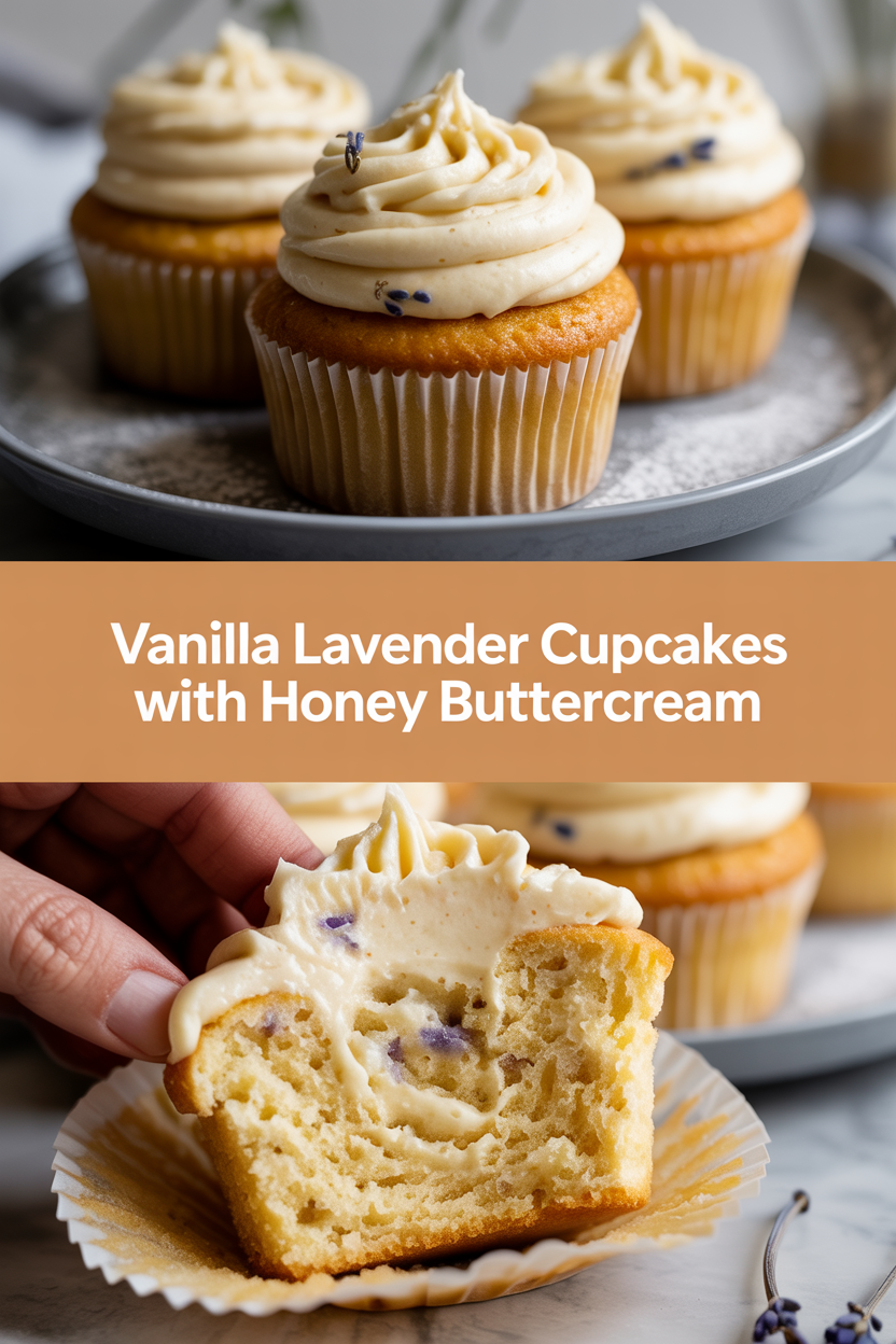 Vanilla Lavender Cupcakes with Honey Buttercream
