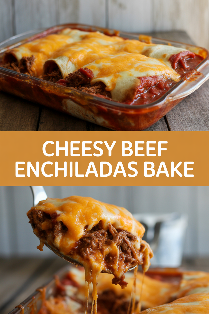 Cheesy Beef Enchiladas Bake