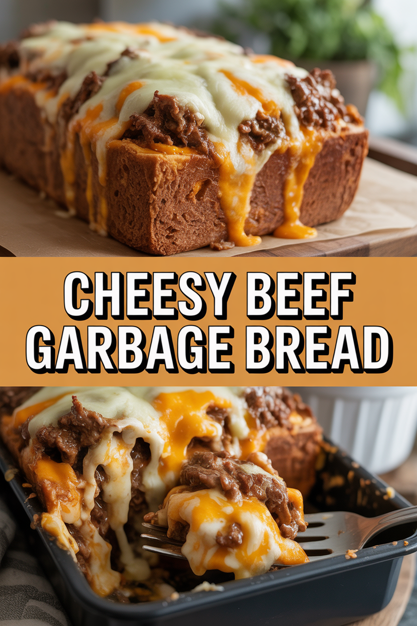 Cheesy Beef Garbage Bread