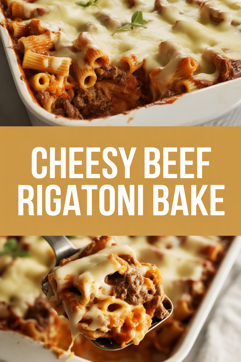 Cheesy Beef Rigatoni Bake