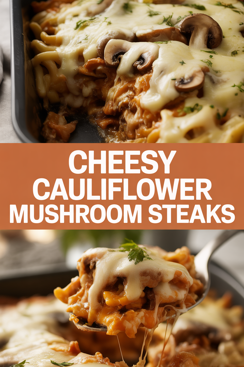 Cheesy Cauliflower Mushroom Steaks