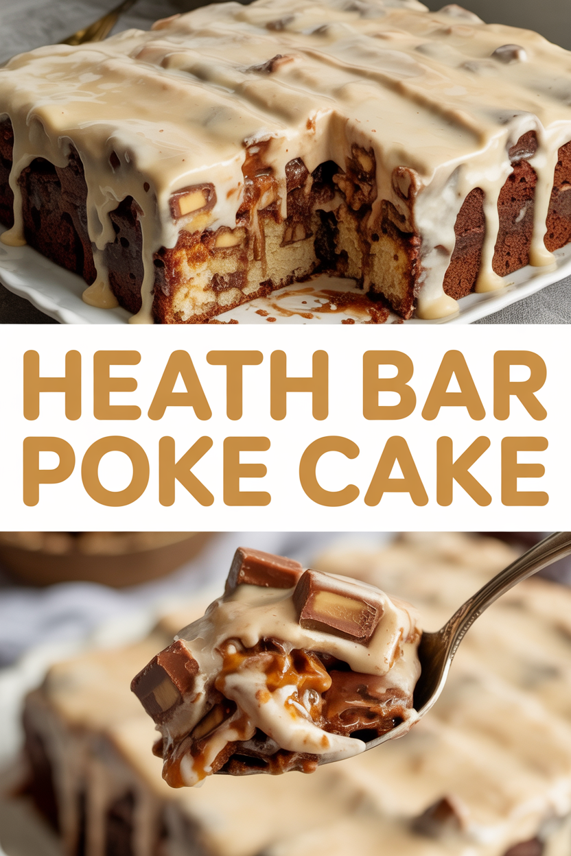 Heath Bar Poke Cake