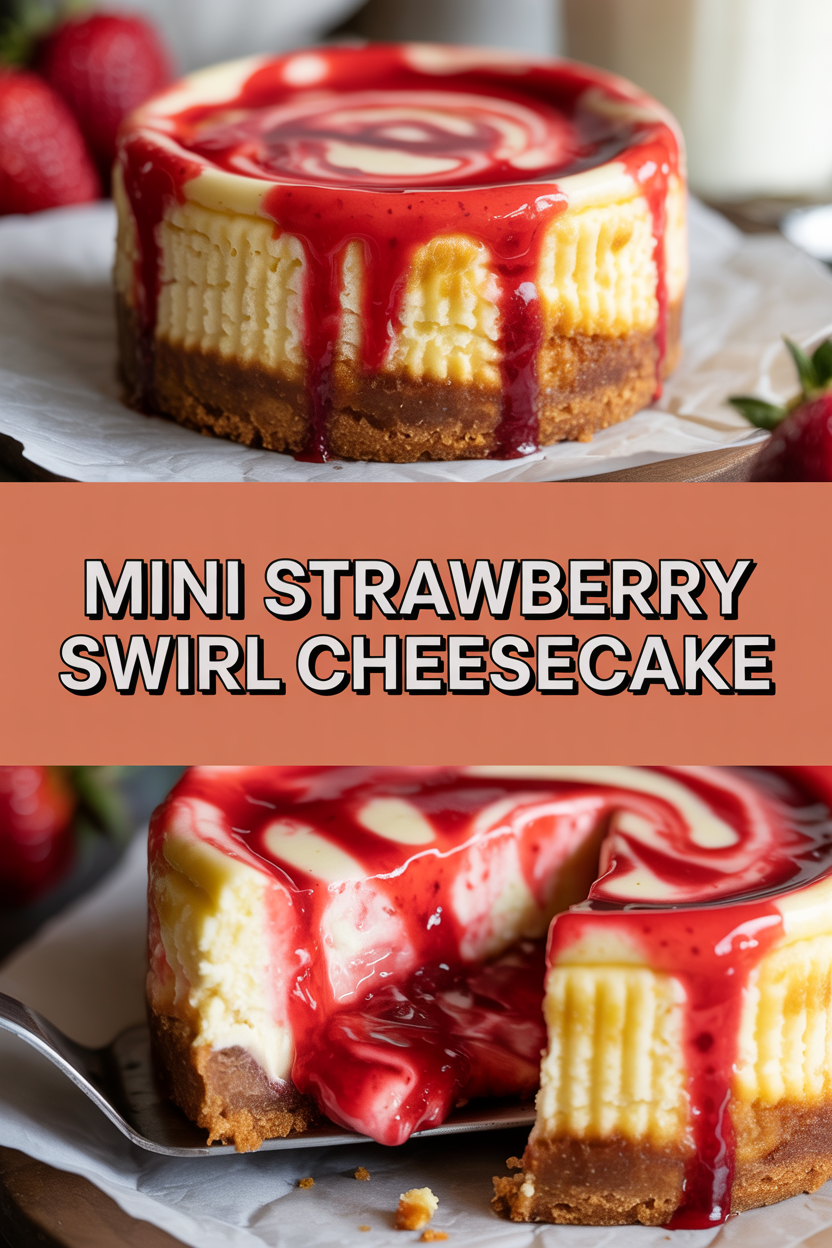 Mini Strawberry Swirl Cheesecake