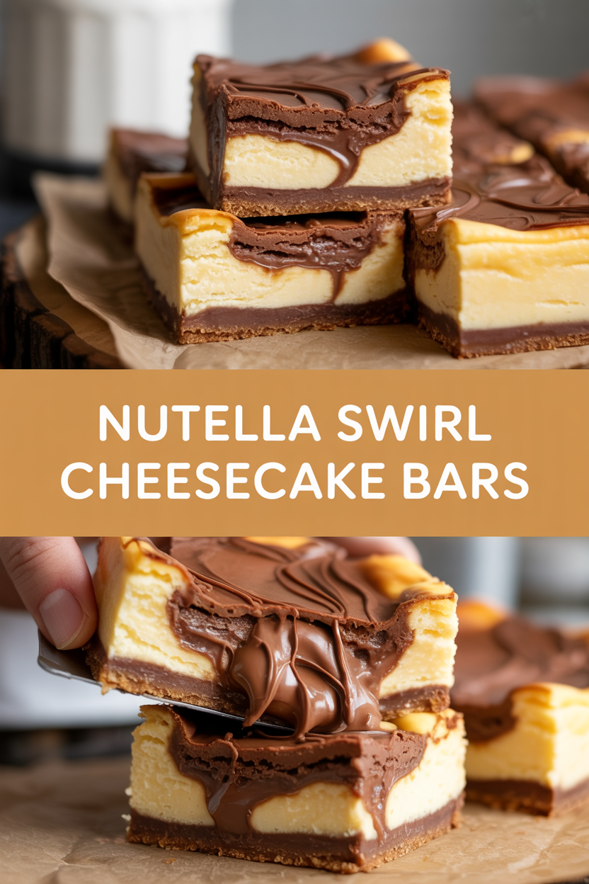 Nutella Swirl Cheesecake Bars