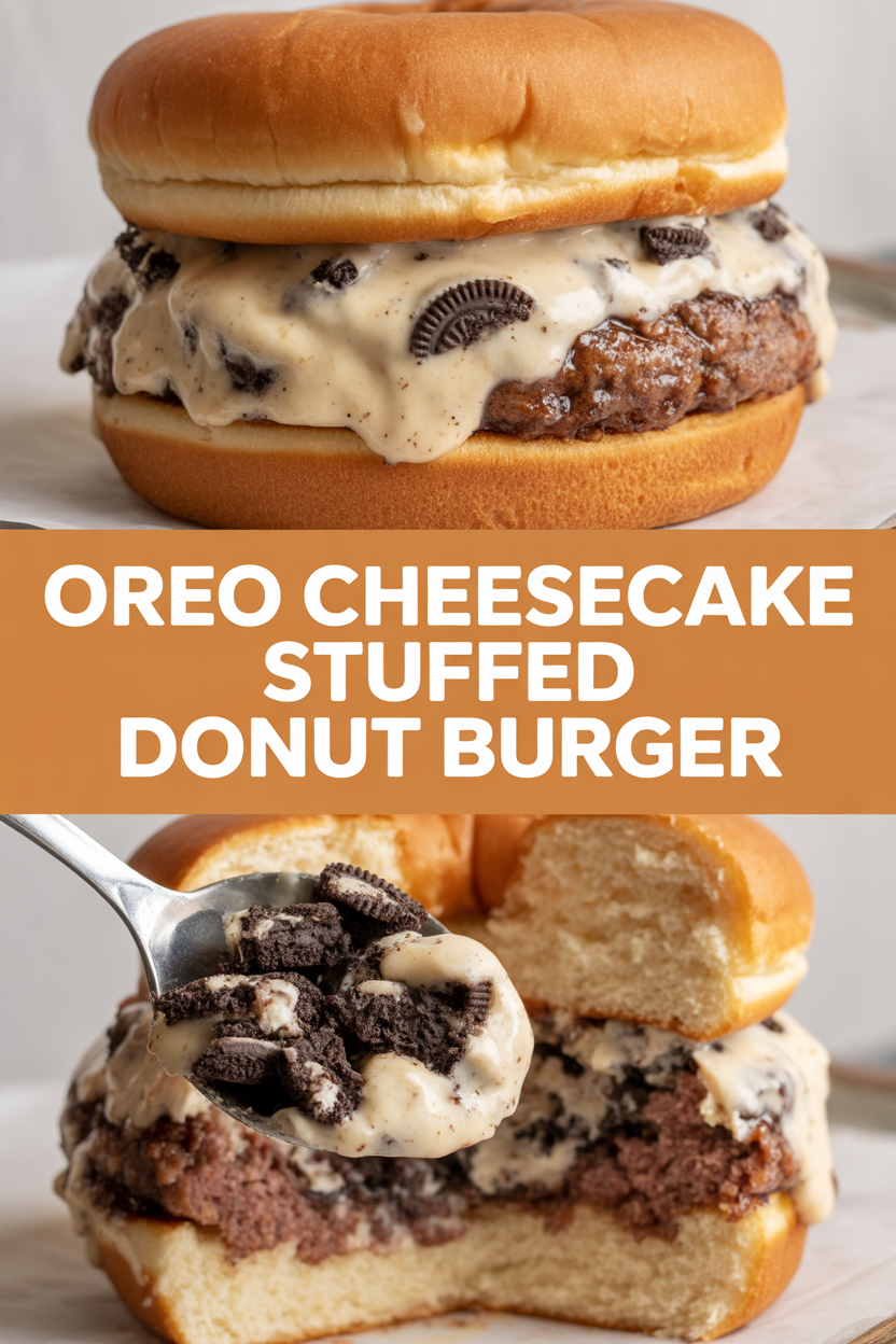 Oreo Cheesecake Stuffed Donut Burger